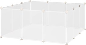 Kojec DIY dla szczeniąt 12 paneli łatwy montaż przestronny biały 105x105x45cm | Aosom PL