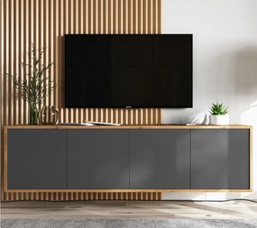 Szafka RTV NILA 4 150 dąb wotan/grafit mat