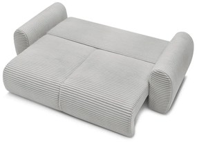Jasnoszara sztruksowa rozkładana sofa 257 cm Lucien – Bobochic Paris