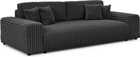 Ciemnoszara sztruksowa rozkładana sofa ze schowkiem 260 cm Justin – Ropez