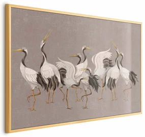 Plakat Taniec żurawi 30x21 cm z ramą złotą bez marginesu ARTGEIST B
