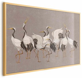 Plakat Taniec żurawi 60x40 cm z ramą złotą bez marginesu ARTGEIST B