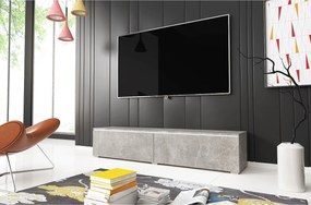 Nowoczesna szafka RTV 140 cm do salonu z LED 2-drzwiowa, bezuchwytowa, beton mat, stojąca lub wisząca