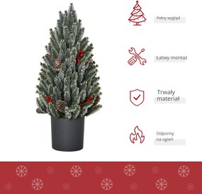 Sztuczna choinka na stół, 170 gałązek, ośnieżona, PE PVC, kolor zielony | Aosom PL