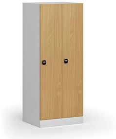 Szafa ubraniowa obniżona 2-drzwiowa, 1500 x 600 x 500 mm, zamek RFID, drzwi laminowane, buk