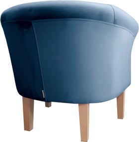 Fotel Milo tkanina Welur wygodny fotel tapicerowany do salonu i sypialni : Kolor nogi - Drewno, Kolor tkaniny - VELVET - MG33, Wysokość nogi - 20 cm
