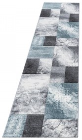 Dywan nowoczesny Hawaii Kwadraty niebiesko-szary 80 cm x 300 cm