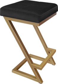 Hoker ZETA krzesło barowe tkanina Welur podstawa metalowa LOFT : Kolor Stelaża - Złoty, Kolor tkaniny - VELVET - MG19