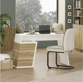 Biurko biały/dąb 105x50x75 okaro