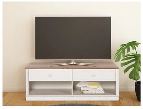 Biała szafka pod TV z litego drewna sosnowego 137x47 cm Anita – Støraa