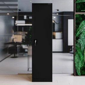 Biurowa szafa metalowa na akta ALEX, 450 x 1850 x 400 mm, czarna