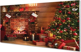 Panel szklany do Kuchni Przytulne Święta z Choinką
