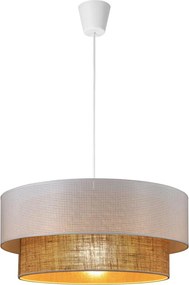 Lampa wisząca na przewodzie BORHO 1xE27/60W/230V śr. 40 cm biała/juta