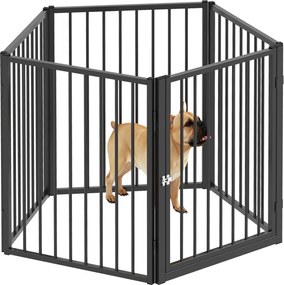 PawHut Park dla psów, zagroda dla zwierząt, 5 paneli, przenośne składane ogrodzenie, bezpieczne, czarne