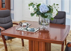 Stolik biurowy Dunkan, kwadratowy, fornirowany drewnem. Dostępne wymiary: 80x80 cm i 120x120 cm. Stolik okolicznościowy do biura. Meble gabinetowe Prestige.