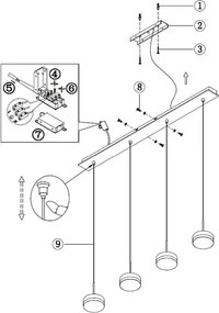 Lampa wisząca Fabas Luce Dunk z 4 źródłami światła - 32 W, ściemnialna dioda LED - szczotkowane aluminium, konstrukcja liniowa