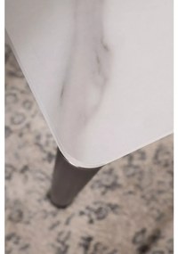 Czarny stół jadalniany DAMAR 100x70 cm, biały dekor marmurowy