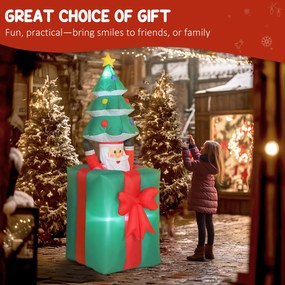 Outsunny Nadmuchiwana dekoracja świąteczna z lampkami LED, poliester, do wnętrz i na zewnątrz, Czerwony+Zielony | Aosom PL