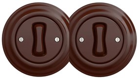 Kliklap - Podwójny retro włącznik jednobiegunowy z ramką nr 1, brązowy