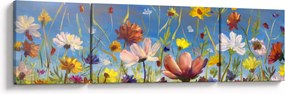 Malowany obraz kwitnącej łąki (170x50 cm)