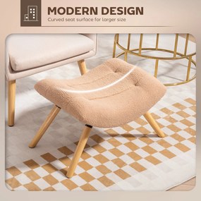 HOMCOM Nowoczesny podnóżek z pokryciem z polaru i nogami z drewna, tapicerowany, do salonu, sypialni, korytarza, Brązowy