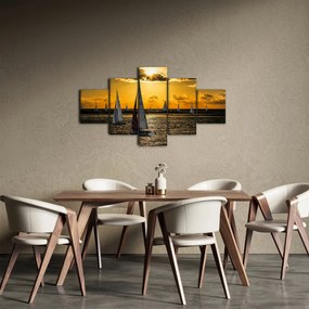 Obraz jachtu o zachodzie słońca (125x70 cm)