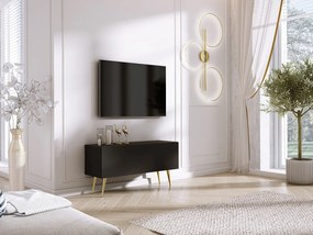 Szafka RTV: Czarny mat, złote nogi, 100 x 52 x 32 cm