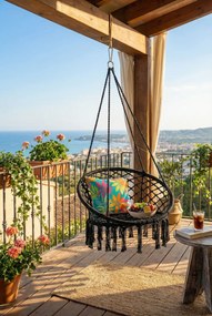 Wiszący fotel hamakowy czarny L1-F02