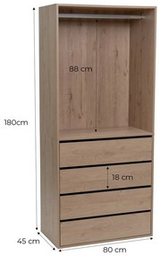 Otwarta szafa modułowa w dekorze dębu w naturalnym kolorze 80x180x45 cm Modular – Casa Selección