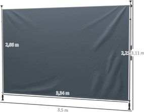 Outsunny Markiza balkonowa z ręczną korbką regulowana wysokość bez wiercenia 350 cm szerokości Ciemnoszary