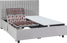 Łóżko elektryczne relaksacyjne dekoracyjne płytkowe + materac ze sprężynami kieszeniowymi i pamięcią kształtu - 2 x 70 x 190 cm - Tkanina - Szary - ANTALISA marki Ysmée