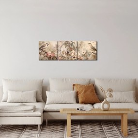 Obraz - Obraz ptaka w stylu vintage (z zegarem) (90x30 cm)