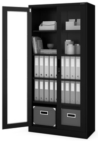 Szafa przeszkolona AMELIA 900 x 1850 x 400 mm, czarna