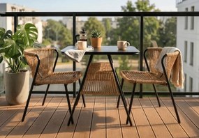 Zestaw mebli ogrodowych Irvine 2 krzesła + stolik brąz/czarny taras balkon ogród