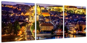 Obraz - Most Karola, Praga, Czechy (z zegarem) (90x30 cm)