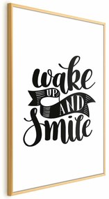 Plakat Wake up and smile 29,7x42 cm z ramą złotą z marginesem ARTGEIST B