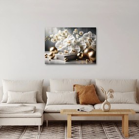 Obraz - Orchidea i złote kule (70x50 cm)