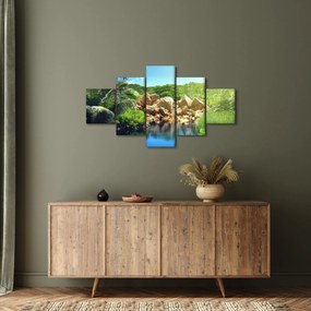 Obraz jeziora w dżungli Seszeli (125x70 cm)