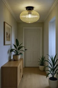 Sufitowa lampa z ryflowanym kloszem beżowa D0-W40