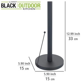 Czarny metalowy stojak na ręczniki papierowe Wenko Black Outdoor Kitchen Clayton