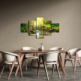 Obraz rzeki w zielonym lesie (125x70 cm)