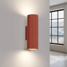 Lampa ścienna minimalistyczny Gloow, aluminium - 2 źródło światła 3000K - L.6.5 x H.20 cm - ochra czerwona