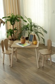 Zestaw dla dzieci składający się ze stolika i 2 krzesełek Bunny One Chair Set - Brown