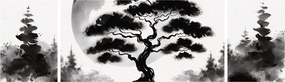 Obraz – Czarno-biały bonsai (170x50 cm)