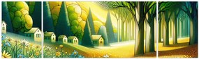 Obraz - Wieś w żółto-zielonym (170x50 cm)
