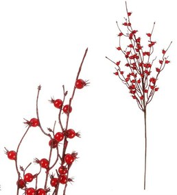 Zestaw sztucznych gałązek Czerwone jagody, 2 szt., 70 cm