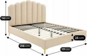 Łóżko Tapicerowane 160x200 cm GEMINI ze Stelażem Dwuosobowe Beżowe