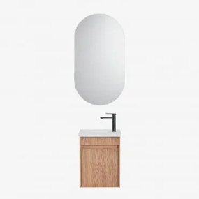 Zestaw Wiszących Mebli Łazienkowych Zintegrowany Z Umywalką Narek Popielaty Brąz & Owalny Z Miejscem Do Przechowywania Czarny - Sklum