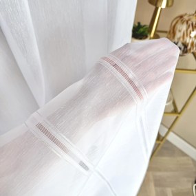 Firana gładka batyst len Srebrne Pasy ołowianka perfekcyjne fale - wys. 300 cm