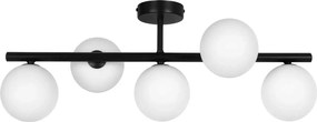 Ardi Black 5 Sufitowa – czarna lampa z pięcioma białymi kloszami